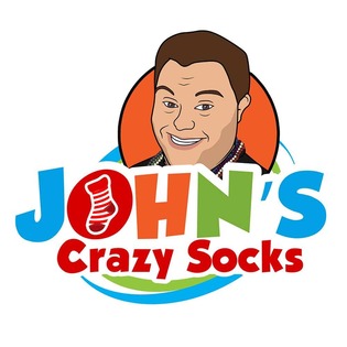 John's Crazy Socks logo: colorful blue, red, orange, and green text that reads 