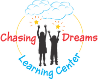 Chasing Dreams Learning Center logo with two children reaching towards the sky.