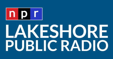 Logo: NPR, Lakeshore Public Radio in white text with a blue background